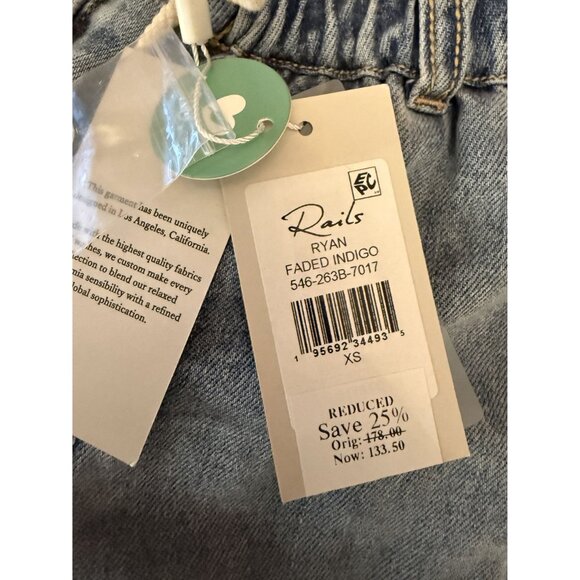 Rails Ryan Drawstring Denim Pants Faded Indigo Size XS NEW $178 [jb] - Picture 14 of 14
